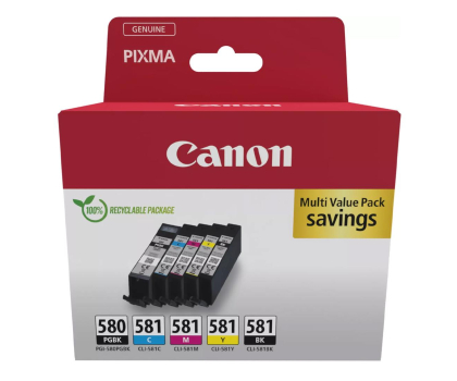 Tusz CANON Zestaw 5 tuszów PGI-580 + CLI-581 PGBK+CMYK 2078C007